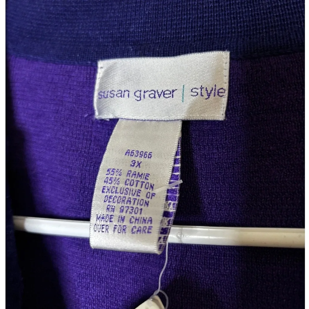 Susan Graver Style Purple Colorblock Longline Cardigan‎ Sweater New Womens Sz 3X
